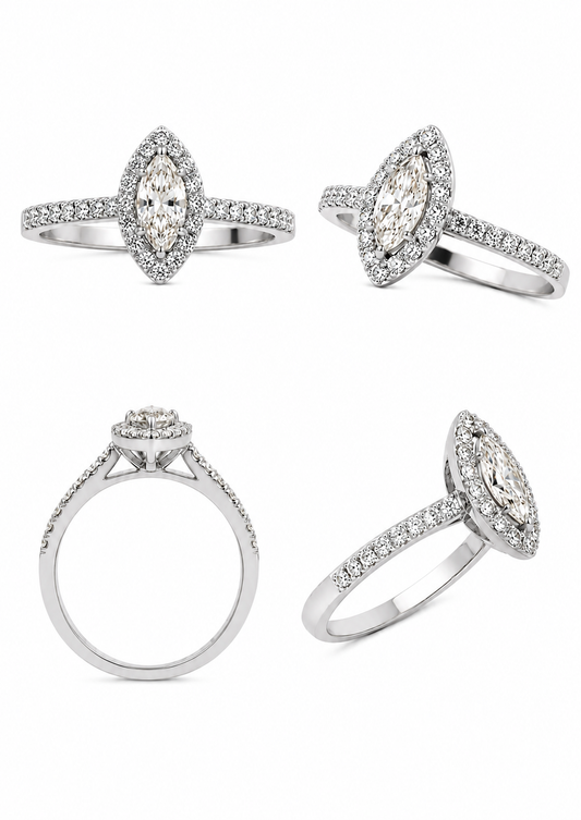 Witgouden ring, 'Marquise Briljant'