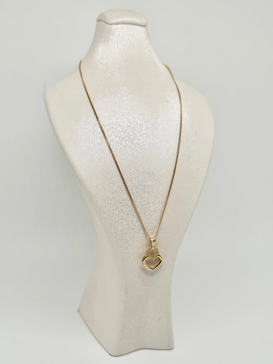 18k yellow gold necklace with double heart pendant