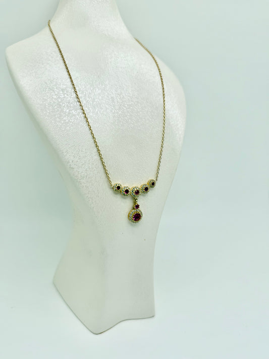 18k/750 gold chain, set with zircon and synthetic ruby