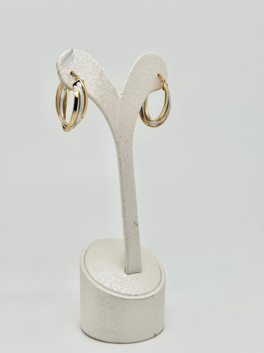 Two-tone yellow/white gold earrings