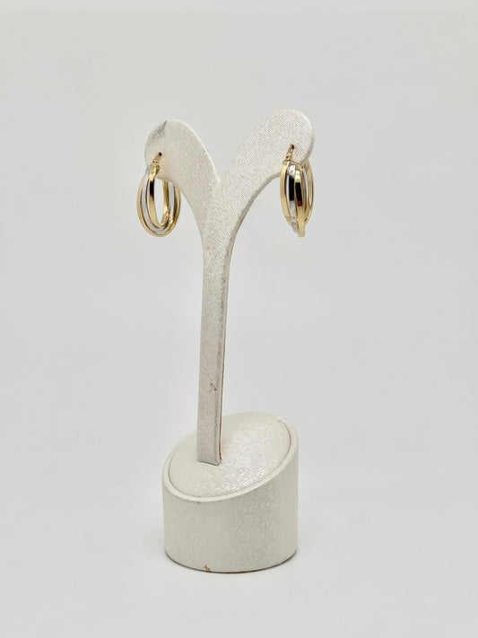 Two-tone yellow/white gold earrings