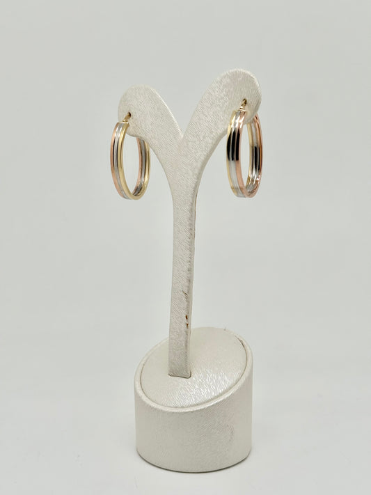 Large tri-color oval earrings