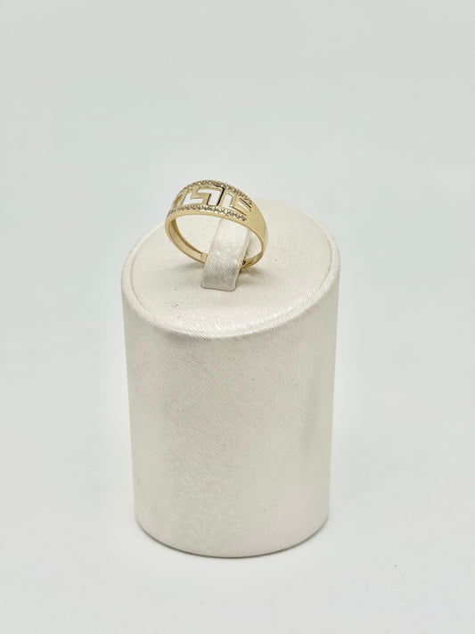 Geelgouden ring bezet met zirkonen