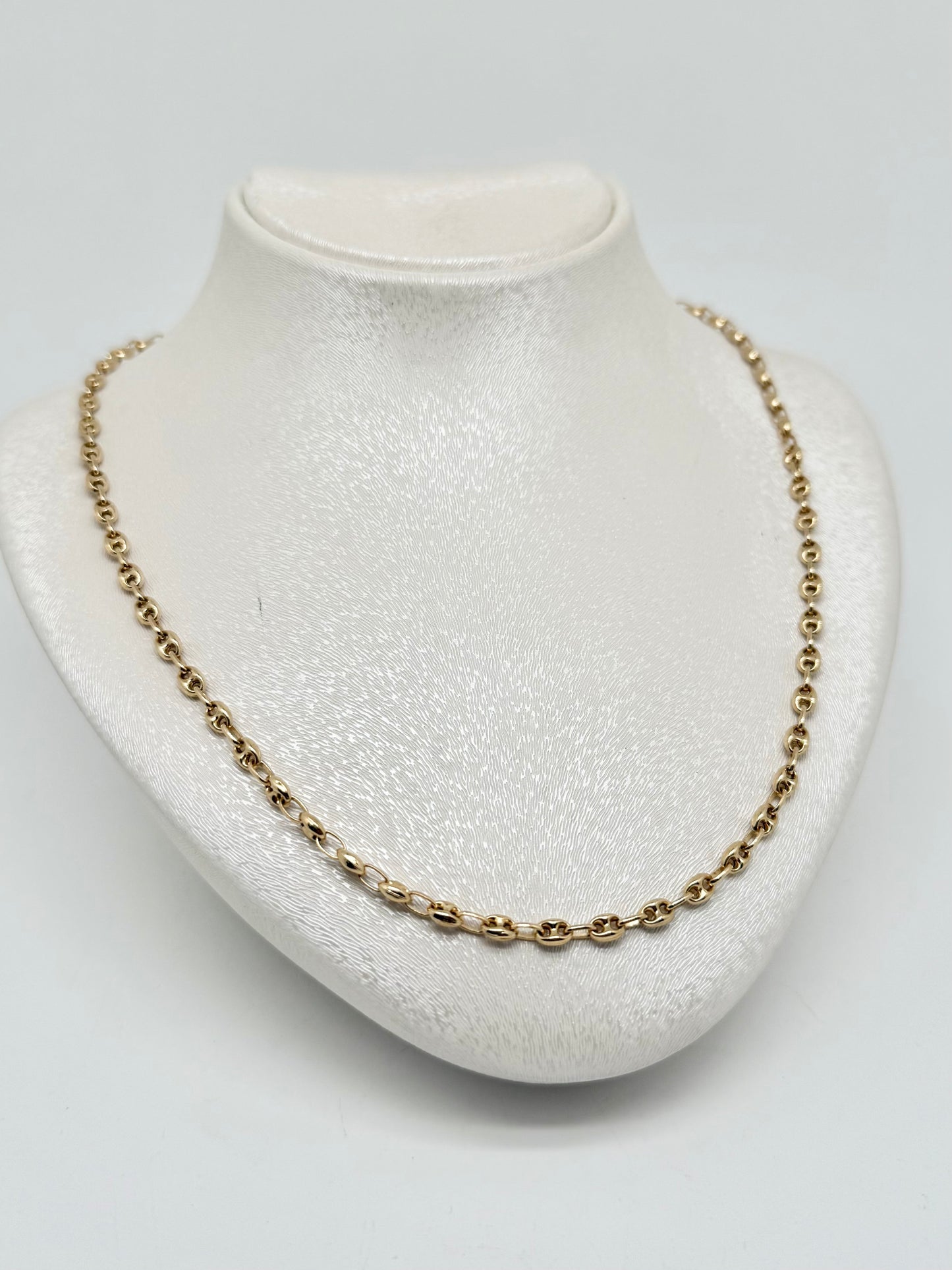 Gold necklace with coffee bean chain, 18 carats/750, 12.29g