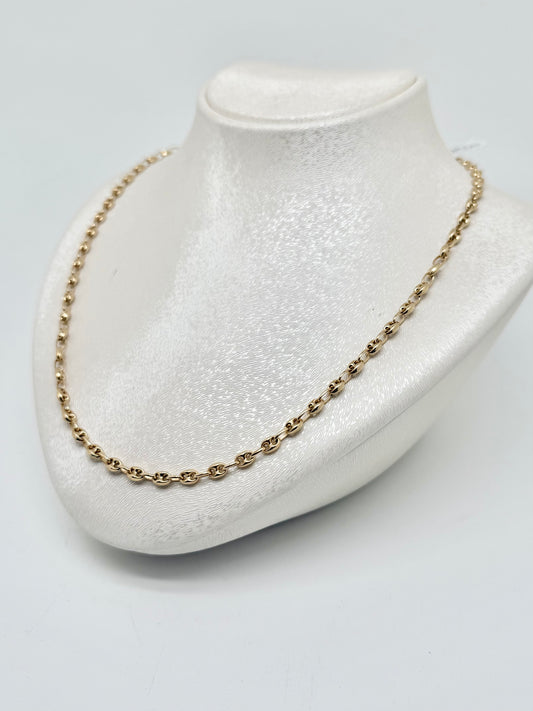 Gold necklace with coffee bean chain, 18 carats/750, 12.29g