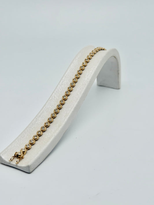 Geelgouden 'Tennis' armband, natuurlijke diamanten