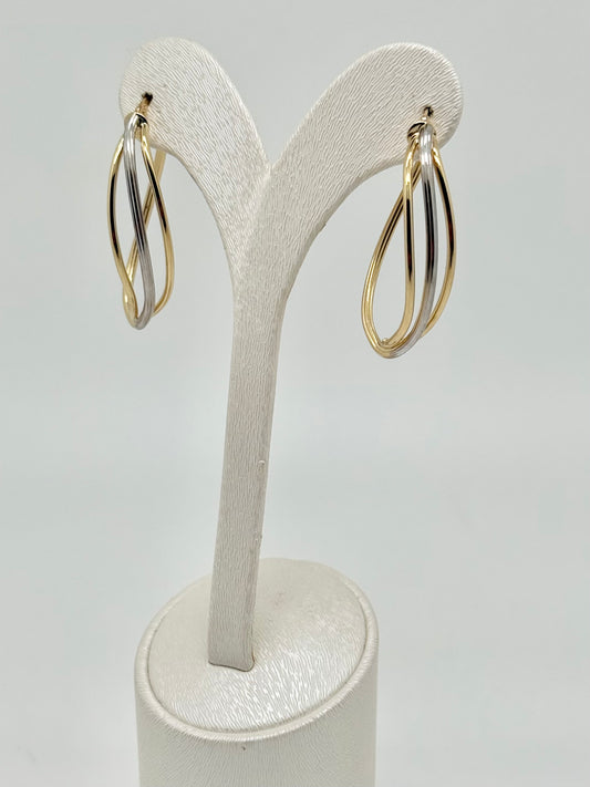 Earrings in yellow and white gold, 18 carats/750, 2.90g