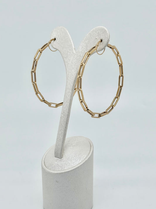 Large yellow gold hoop earrings, 18 carats/750, 4.84g