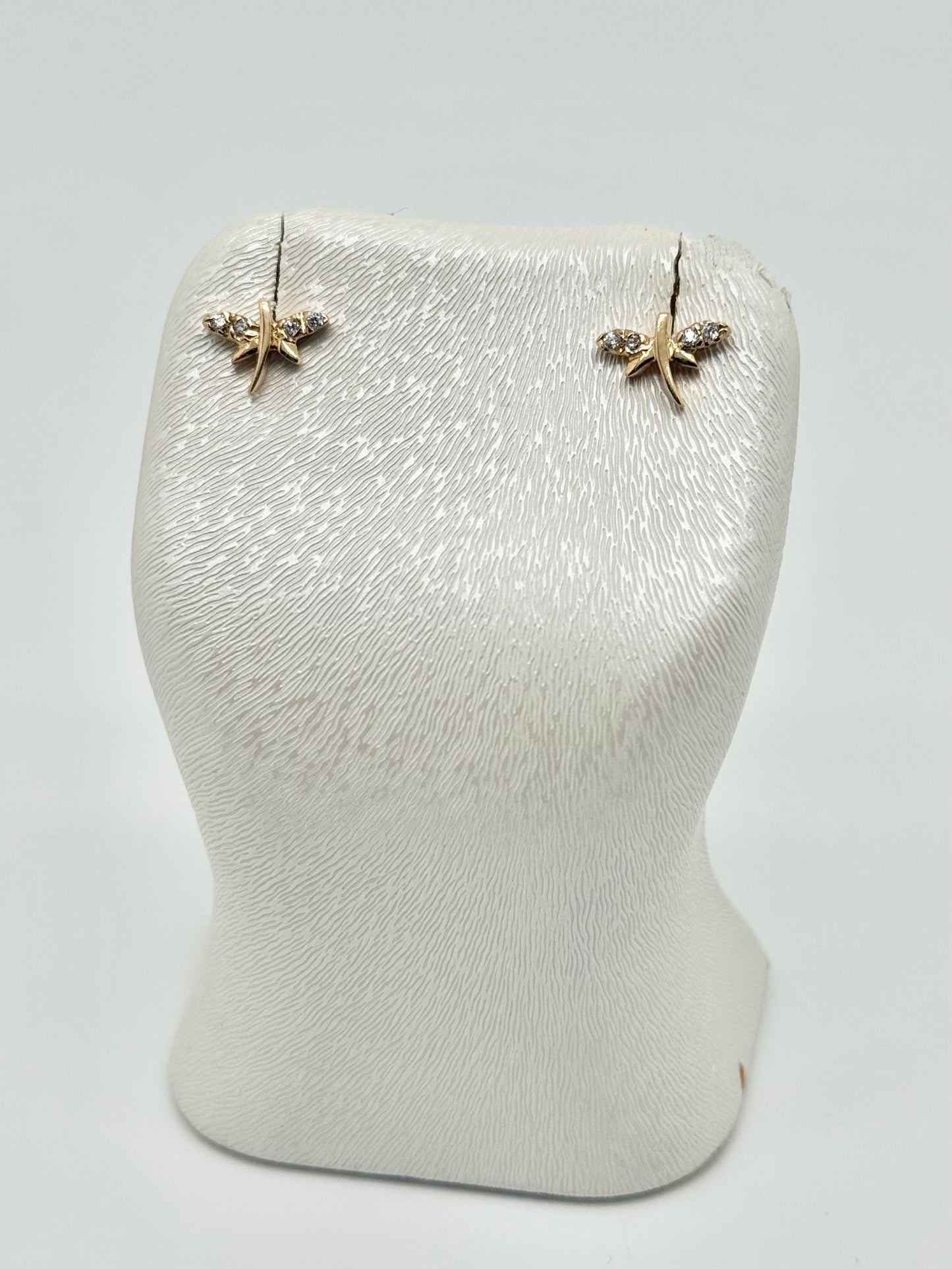 Kinderoorbellen bezet met zirkonen, 18k/750 goud, 1,58g