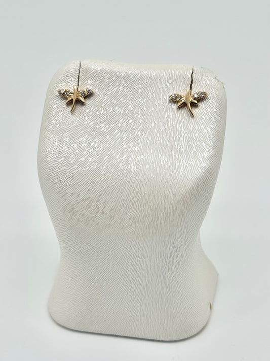 Kinderoorbellen bezet met zirkonen, 18k/750 goud, 1,58g