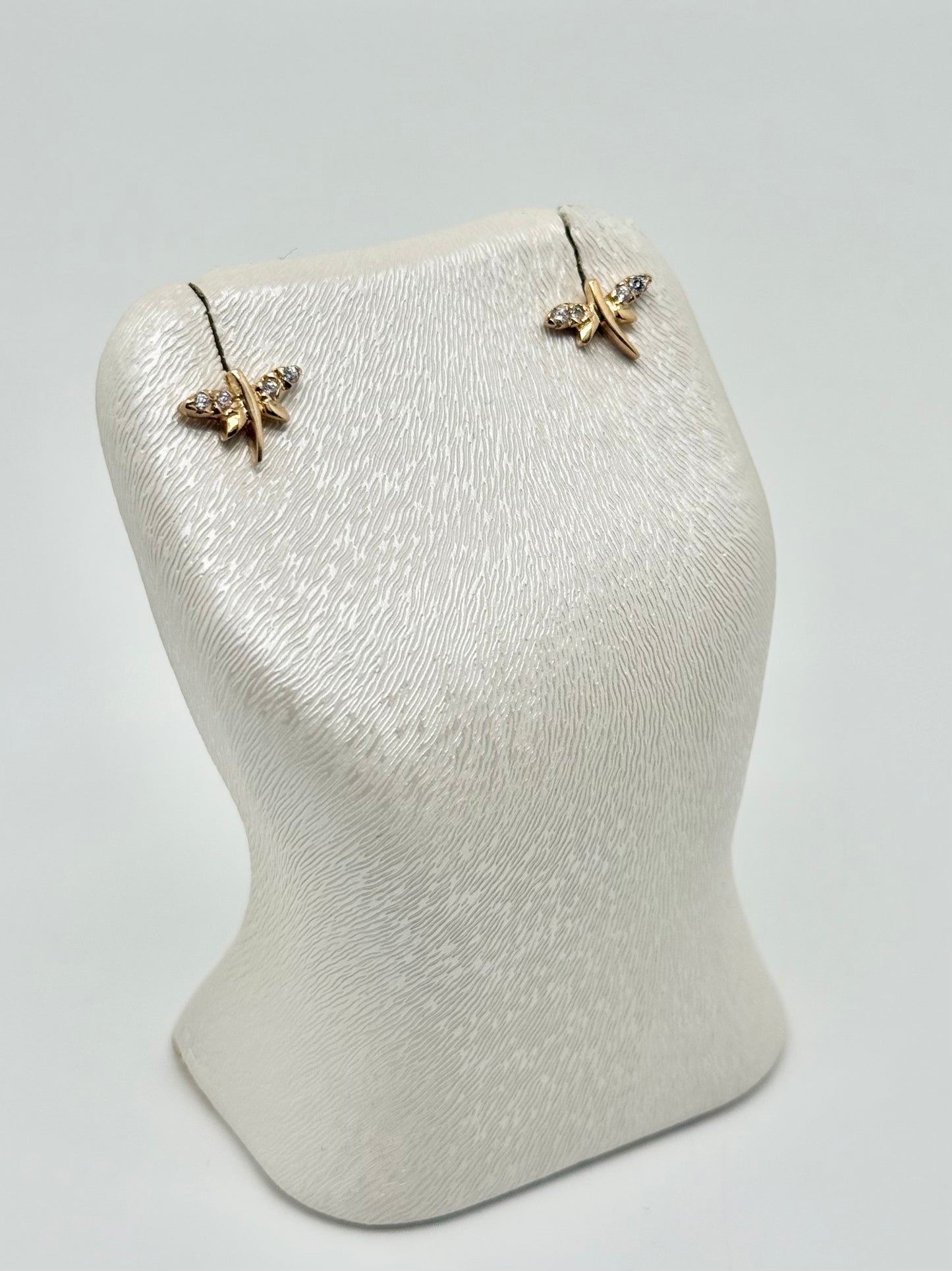 Kinderoorbellen bezet met zirkonen, 18k/750 goud, 1,58g