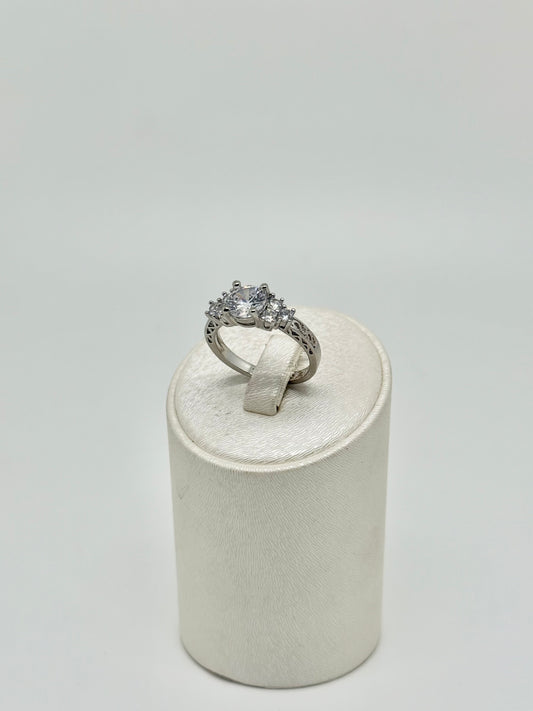 Ring van 925 sterlingzilver, bezet met zirkonia, gerhodineerd zilver, 4,34 g