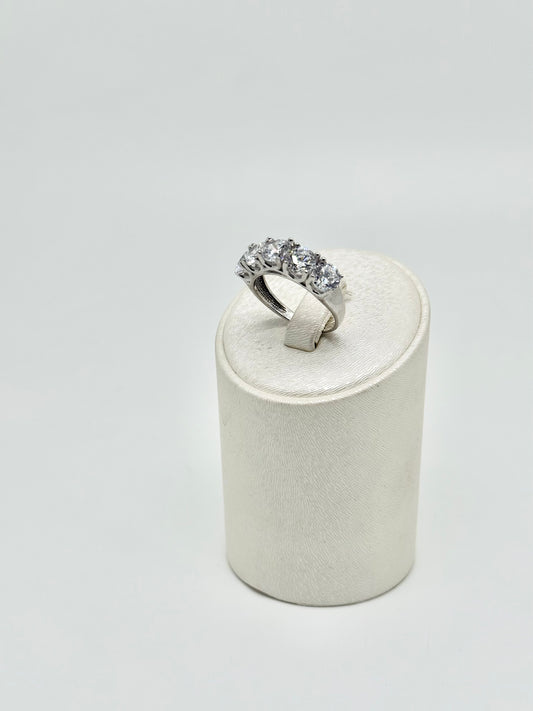 Ring van 925 sterlingzilver, bezet met zirkonia, gerhodineerd zilver, 4,79 g