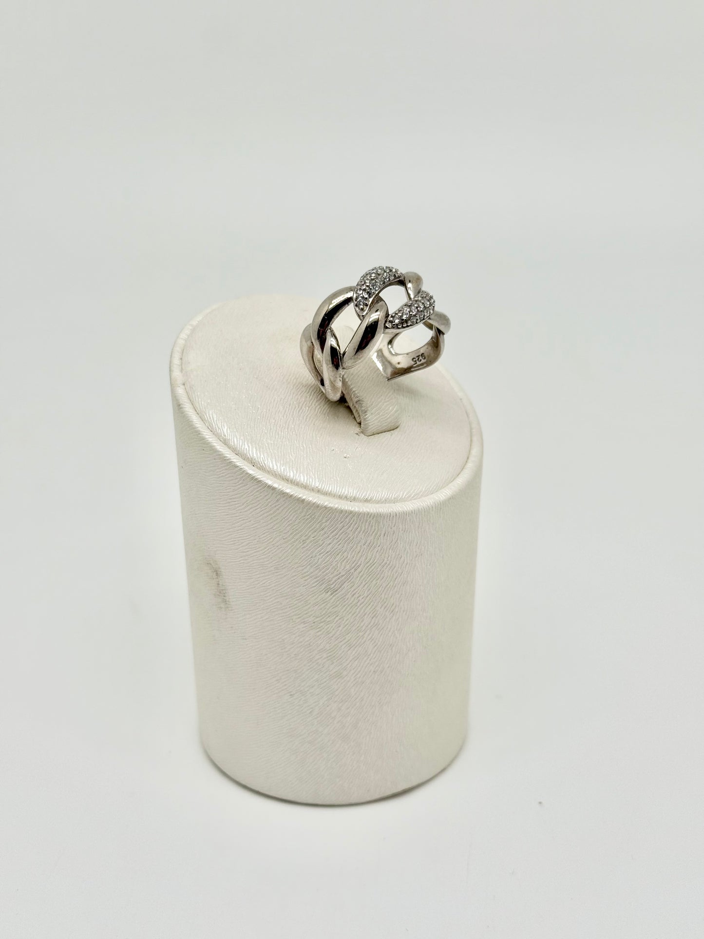 925 sterling silver ring, set with cubic zirconia, rhodium-plated silver, 5.70g