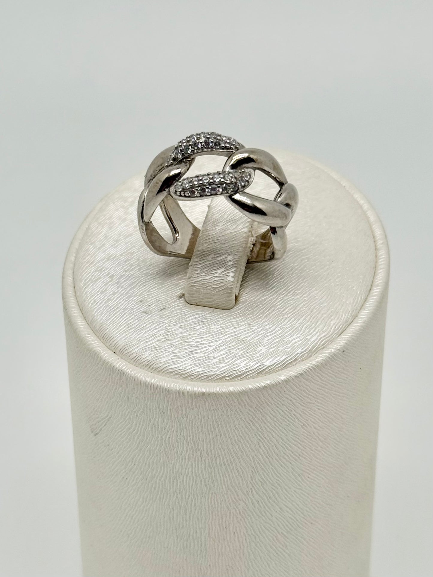 925 sterling silver ring, set with cubic zirconia, rhodium-plated silver, 5.70g