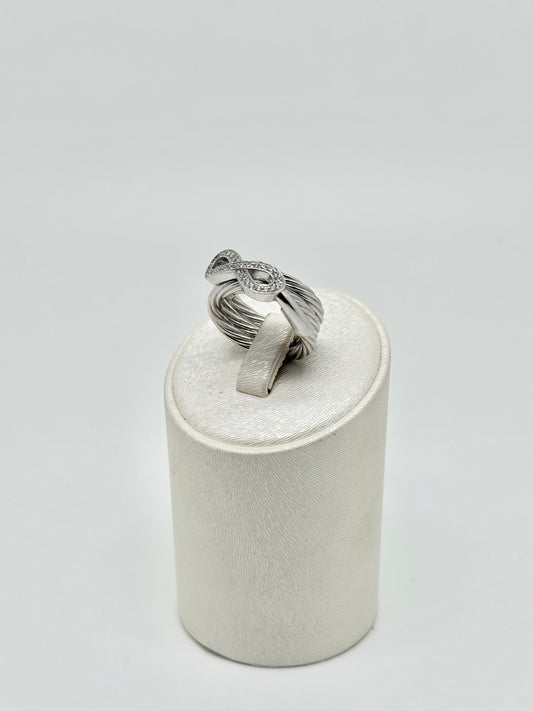 Ring van 925 sterlingzilver, bezet met zirkonia, gerhodineerd zilver, 8,47 g