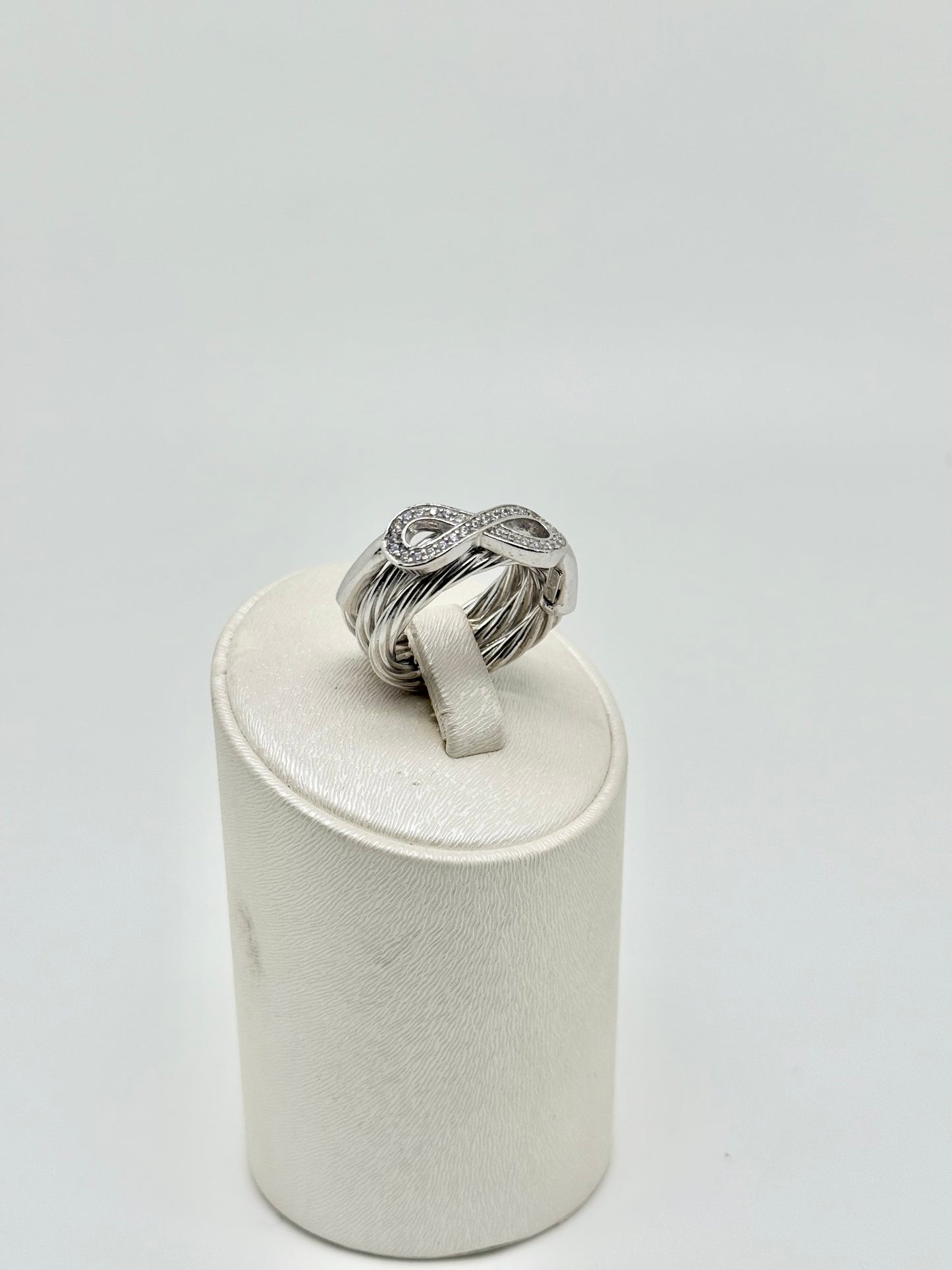 925 sterling silver ring, set with cubic zirconia, rhodium-plated silver, 8.47g