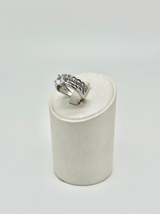 Ring van 925 sterlingzilver, bezet met zirkonia, gerhodineerd zilver, 4,65 g