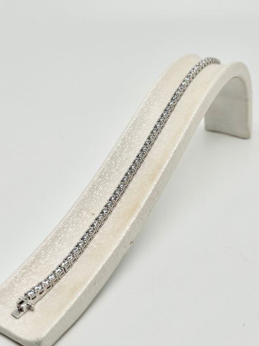 Tennisarmband, slank model, Zwitserse zirkoon, gerhodineerd 925 zilver, 10,81 g