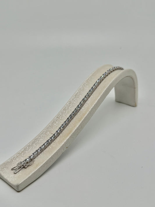 Tennisarmband, dik Zwitsers zirkoonmodel, gerhodineerd 925 zilver, 12,72 g