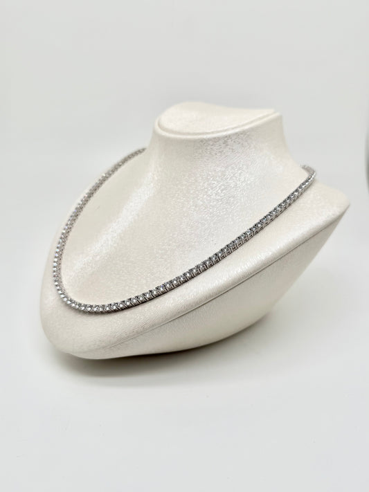 Tennisketting, 925 zilver bezet met Zwitserse zirkoon, 23,73 g