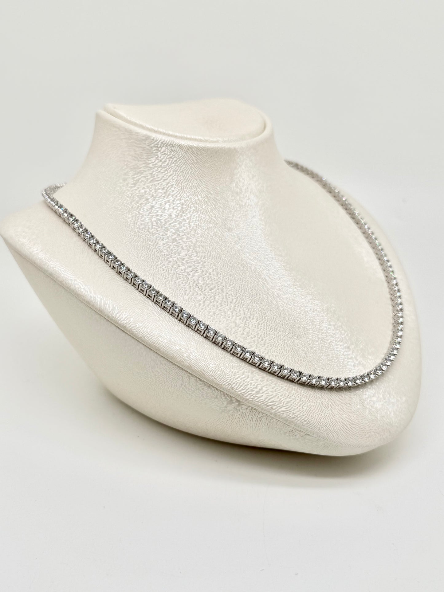 Tennis necklace, 925 silver set with Swiss zircon, 23.73 g