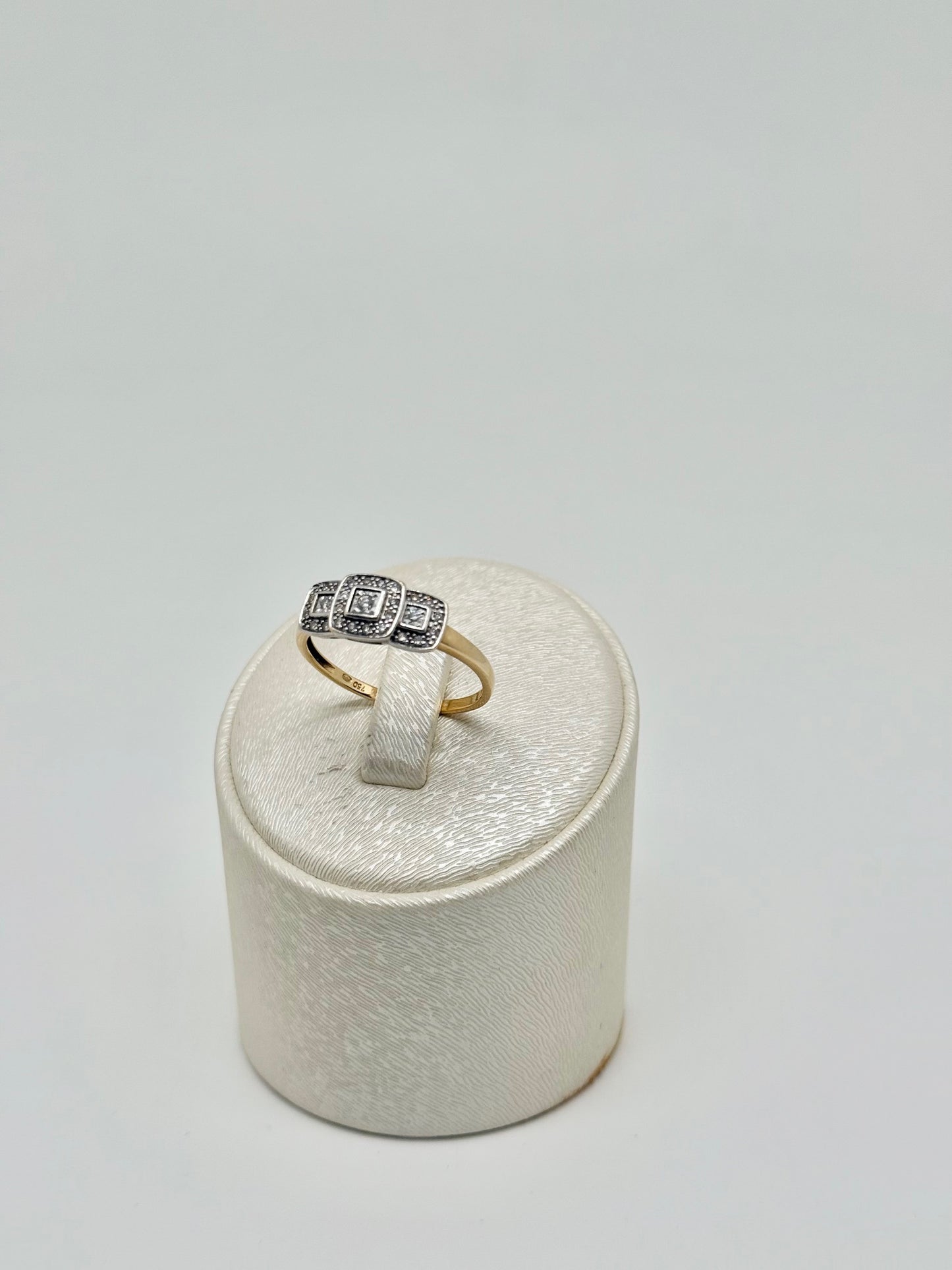 Geel/witgouden ring, natuurlijke diamant