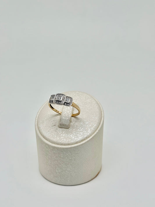 Geel/witgouden ring, natuurlijke diamant