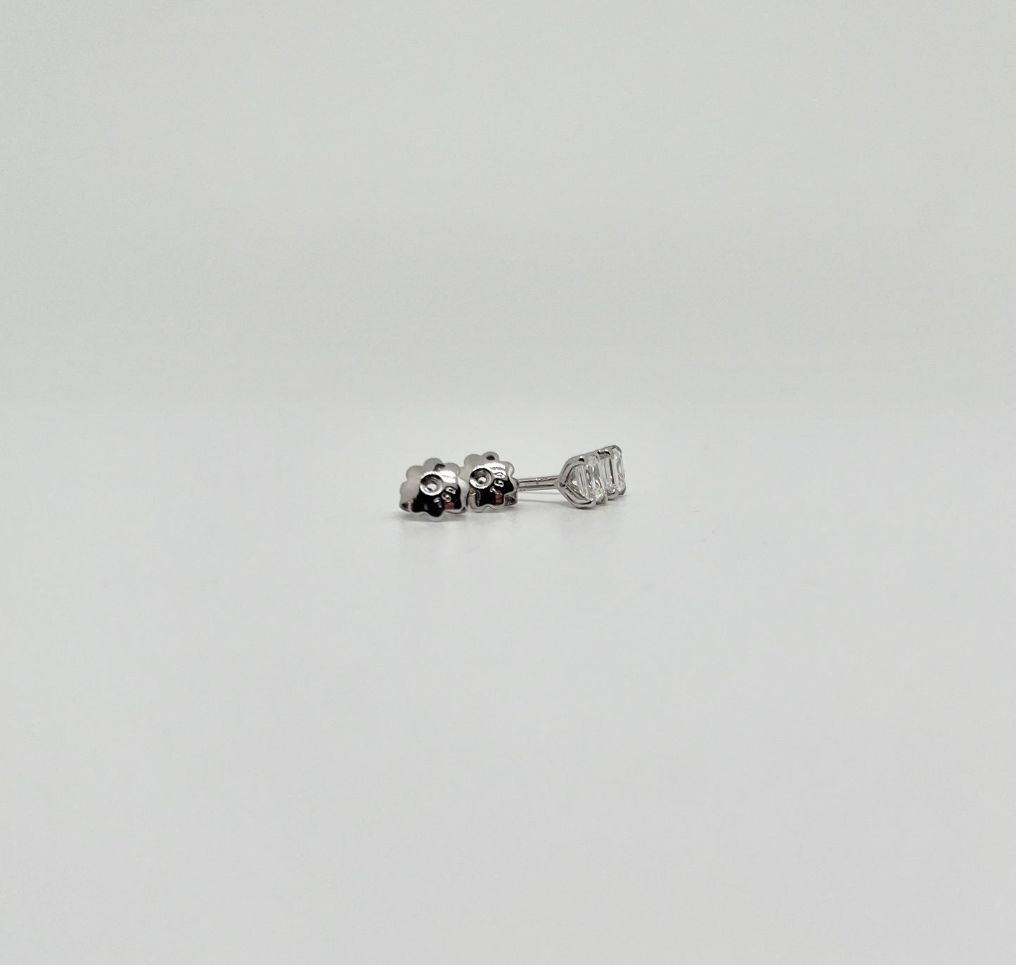 Emerald Cut Studs in White Gold