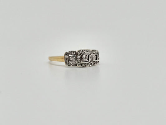 Geel/witgouden ring, natuurlijke diamant