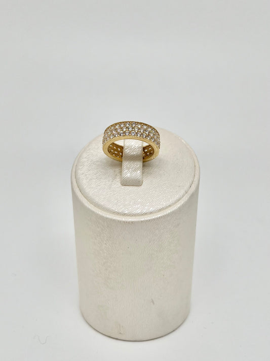 Geelgouden zirkonia rivierring