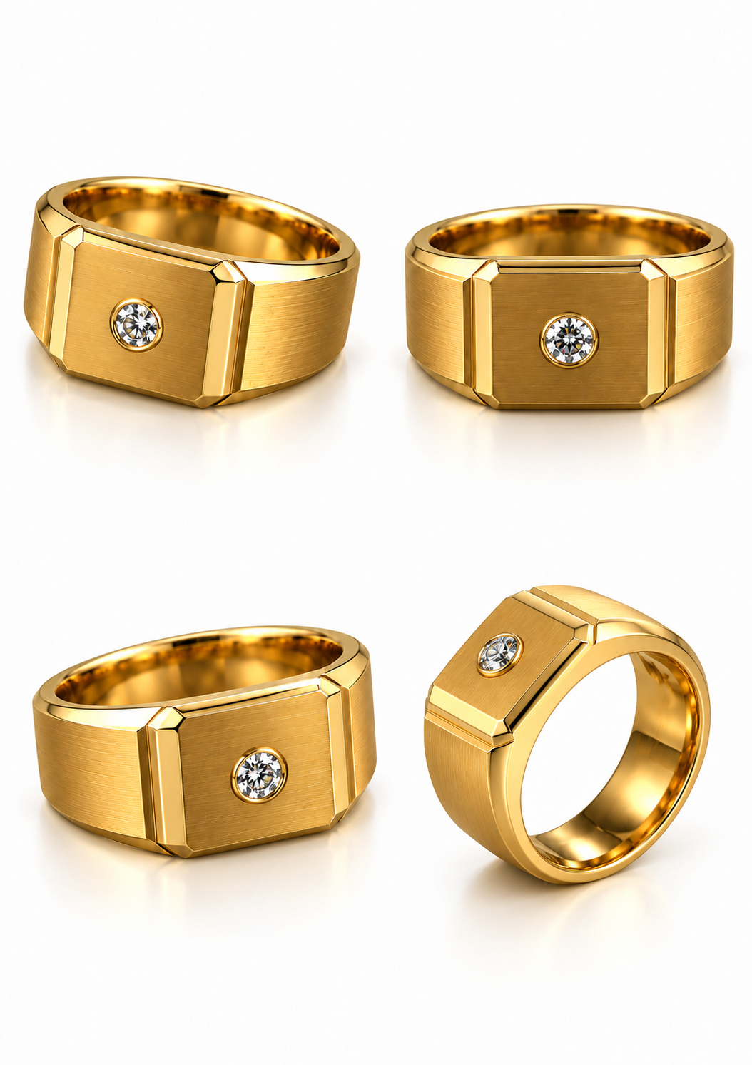 Bague homme Écusson en or jaune 18 carats et diamant naturel